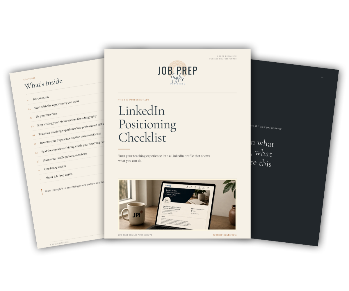Free LinkedIn positioning checklist for ESL professionals by Job Prep Inglés